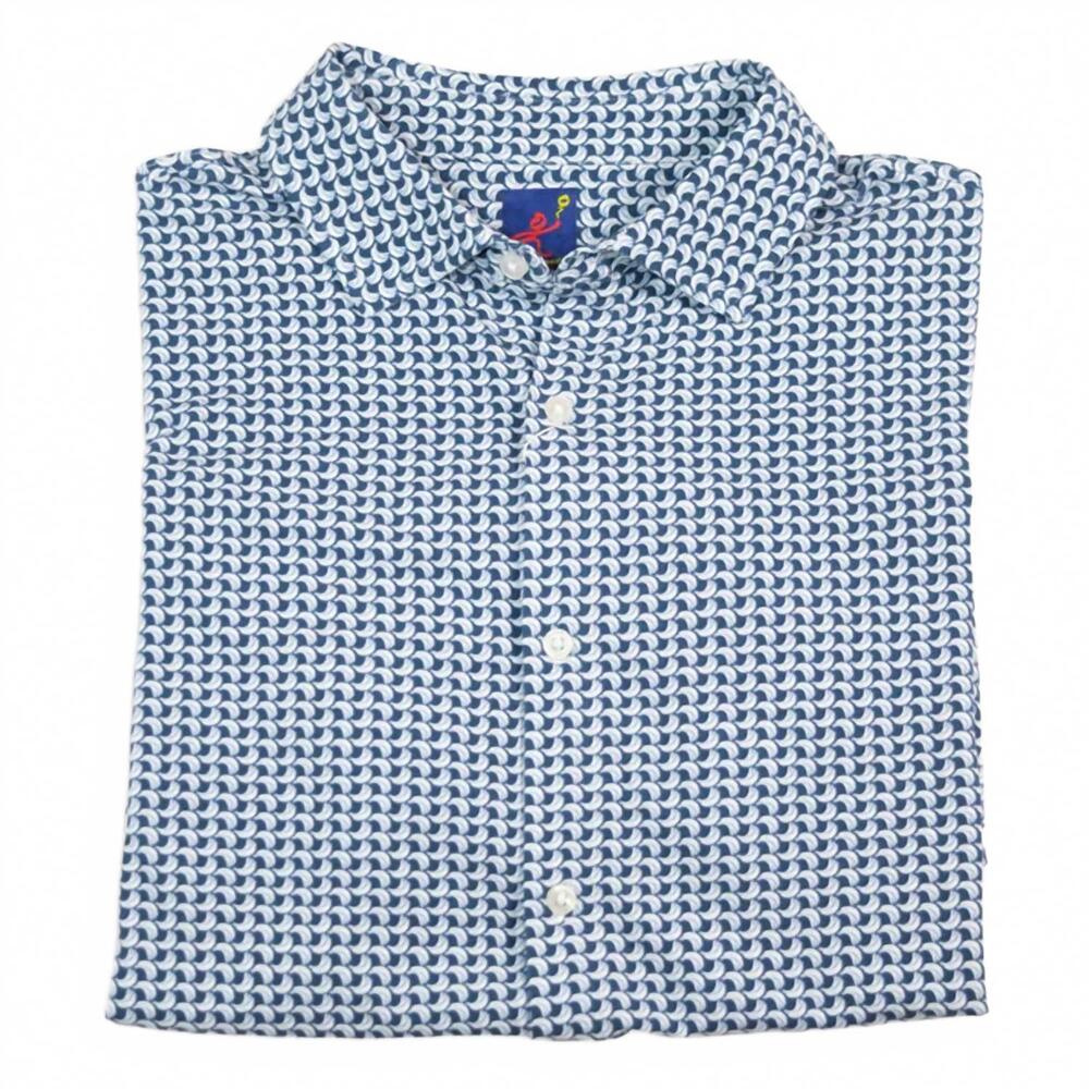 NEW MICHAEL'S SWIMWEAR men's printed short sleeve shirt in bananas navy blue